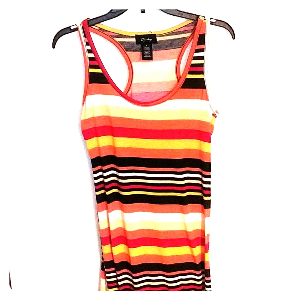 Stripped maxi dress w/ knee high slit on left side